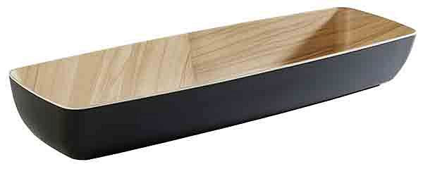 Bol APS GN 2/4 -FRIDA-, 53 x 16,2 cm, hauteur : 7,5 cm, mélamine, intérieur : aspect bois, extérieur : noir, 84565