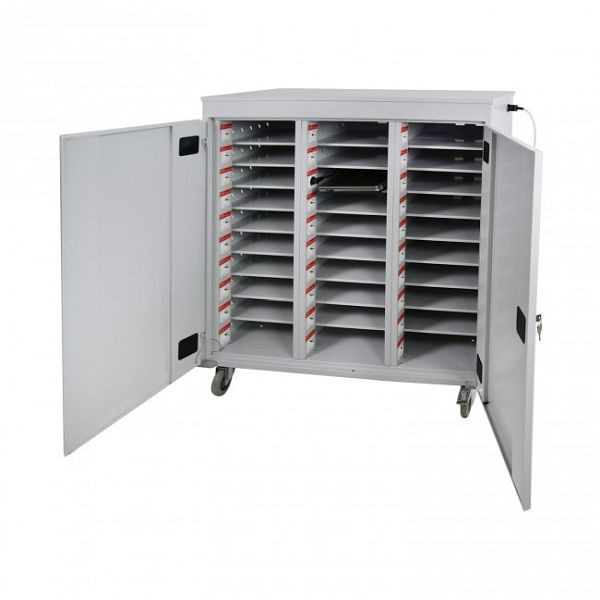 Chariot pour ordinateur portable ADB (3 colonnes) 30, dimensions : HxLxP 1250x1310x500mm, couleur gris, RAL 7035, 40794