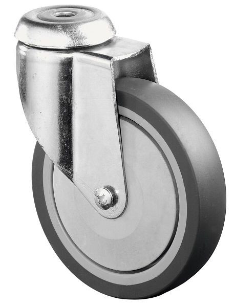 Roulettes BS Roulette de matériel lourd, largeur 31 mm, Ø125 mm, jusqu'à 100 kg, bande de roulement caoutchouc gris, corps de roue plastique, roulements à billes, lot de 2, C101.A85.125