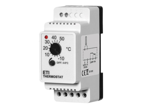 Warmup ETI-1551 Thermostat sur rail chapeau pour contrôler la fonte de la glace et de la neige jusqu'à -15º, jusqu'à 2,3 kW, DEEETI-1551