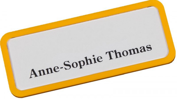 Badge nominatif en plastique Eichner jaune 9218-03007