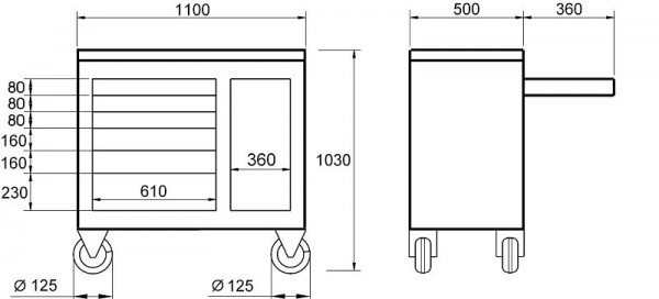 Table de travail à rouleaux ELORA, 1811-L, 1811500006000