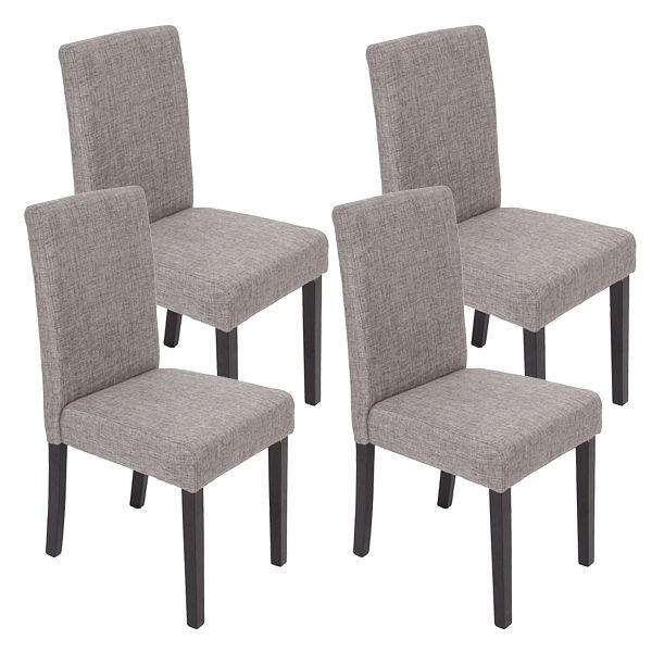 Mendler ensemble de 4 chaises de salle à manger chaise chaise de cuisine Littau, textile, gris, pieds foncés, 28643