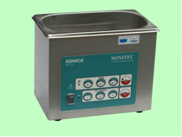 Bac compact à ultrasons SONITEC 3.0 litres, températures de contrôle : 40°C, 50°C ou 60°C, 2200ETH
