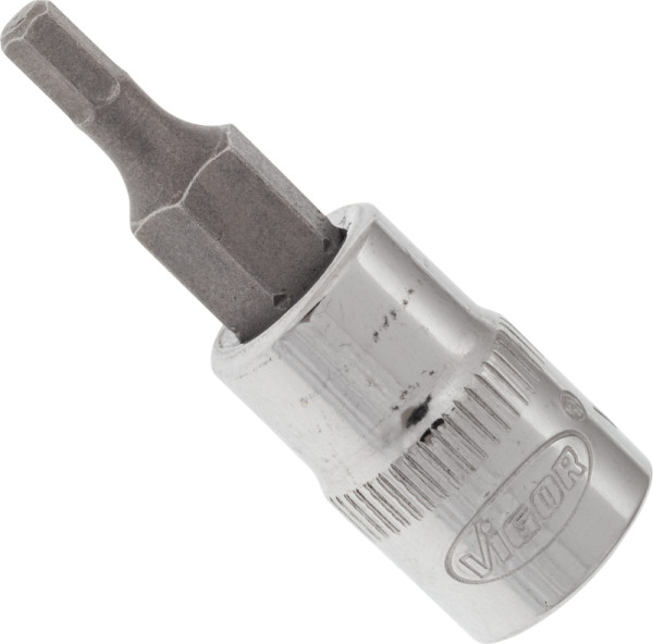 Embout de tournevis VIGOR, carré creux 6,3 mm (1/4 pouce), profil à six pans intérieurs, 3 mm, V2430N