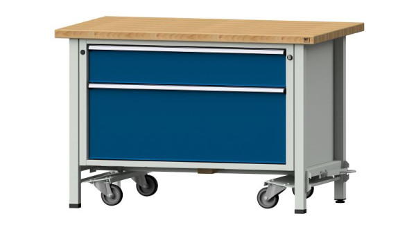 Établis ANKE établi à caissons, modèle 15 VX, 1270 x 800 x 840 mm, RAL 7035/5010, BMP 40 mm, avec dispositif d'entraînement abaissable, 340.070