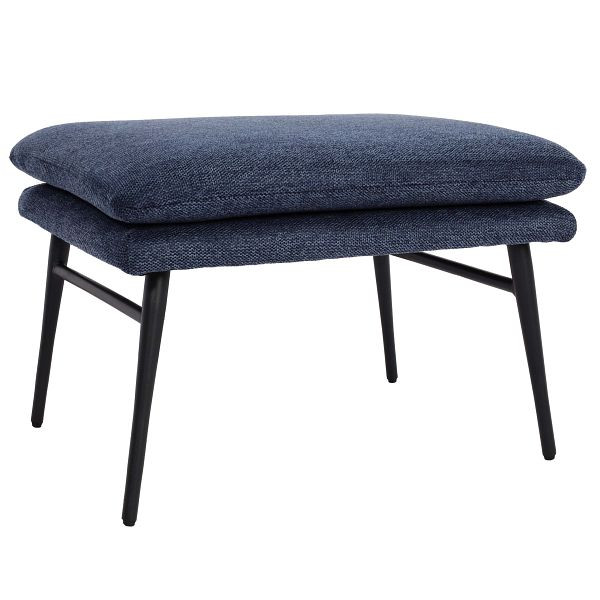 Tabouret Mendler HWC-L62, tabouret repose-pieds pouf tabouret rembourré, 38x56x40cm tissu/textile, bleu, 117260