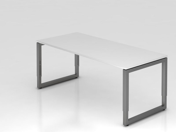 Bureau Hammerbacher O-foot carré 180x80cm blanc/graphite, forme rectangulaire avec plateau flottant, VRS19/W/G