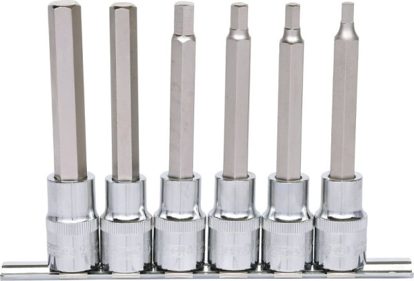 KS Tools Jeu de douilles à embouts 1/2" CHROMEplus, à six pans creux, 6 pièces 5-12 mm, longues, 918.1336