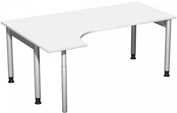 Bureau PC geramöbel gauche, réglable en hauteur, 1800x1200x680-820, blanc/argent, N-657324-WS