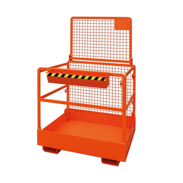 Panier industriel Eichinger pour chariot élévateur 2 personnes, côté large, orange pur, 10730700000100
