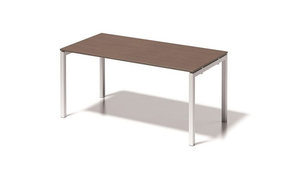 Bureau Bisley Cito, structure en U fixe en hauteur 730 mm, H 19 x L 1600 x P 800 mm, noyer/blanc signalisation, DUF1608WN396