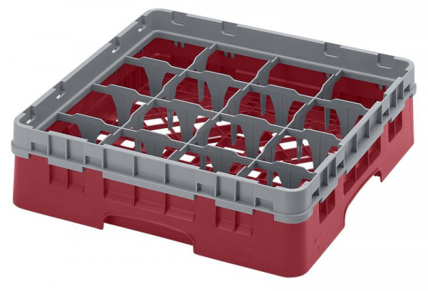Panier de rinçage à 16 compartiments Cambro Camrack® hauteur maximale de 9,2 cm, couleur : canneberge, 16S318416