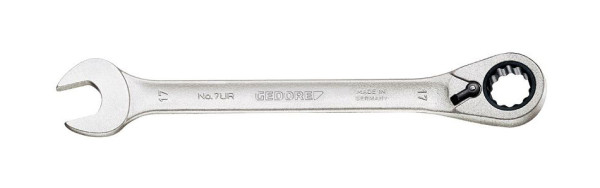Clé à fourche GEDORE avec cliquet annulaire, réversible, côté anneau coudé 13°, 17 mm, 2297345