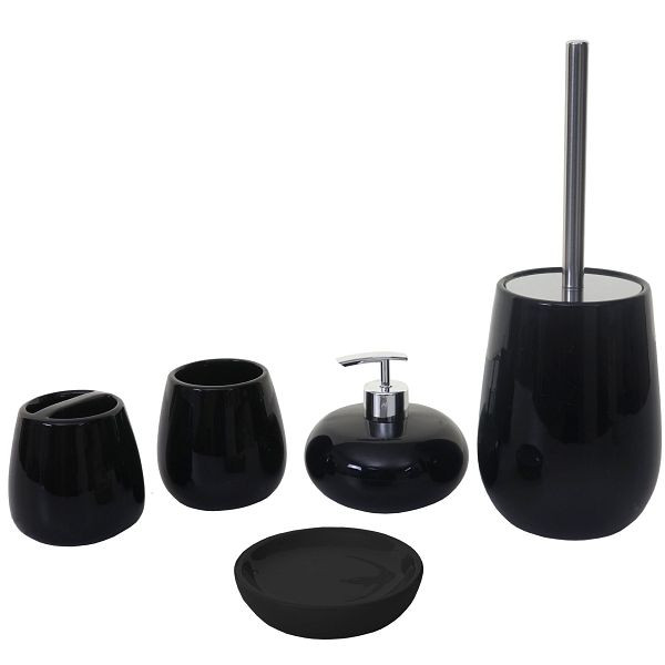 Ensemble de salle de bain 5 pièces Mendler HWC-C72, ensemble de toilette, ensemble de salle de bain, accessoires de salle de bain, céramique, noir, 61682
