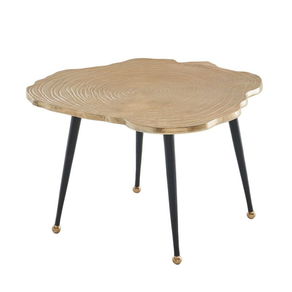 Wohnling table basse en aluminium arbre disque 64x64x37 cm table de canapé métal doré, table de salon design ronde, petite table basse moderne, WL6.673