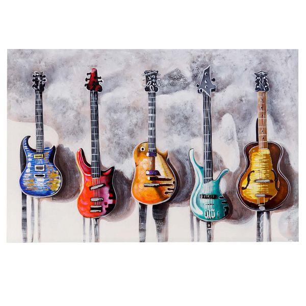 Guitares de peinture à l'huile Mendler, peinture murale 100% peinte à la main XL, 120x80cm, 44731