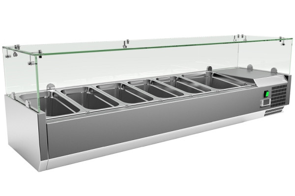 Vitrine réfrigérée inox Gastro-Inox 5x GN1/3 + 1x GN 1/2, 209.155
