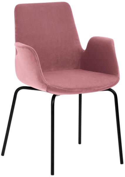 Fauteuil Mayer Sitzmöbel , structure à 4 pieds, revêtement en poudre noir, vieux rose, 2009_V3_30600