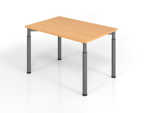 Bureau Hammerbacher YS12, 120 x 80 cm, plateau : hêtre, épaisseur 25 mm, chant épais ABS, forme rectangulaire, graphite, VYS12/6/G