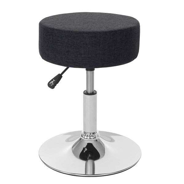 Mendler set de 2 tabourets HWC-C22, tabouret de maquillage tabouret, réglable en hauteur Ø 35cm, textile, gris foncé, 61193
