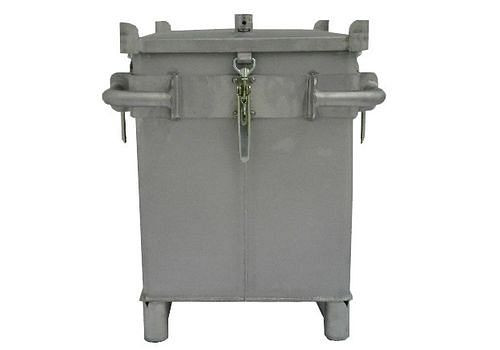Boîtier de batterie DENIOS en acier inoxydable, 187 litres, S-Box X1, remplissage PyroBubbles®, 261-759