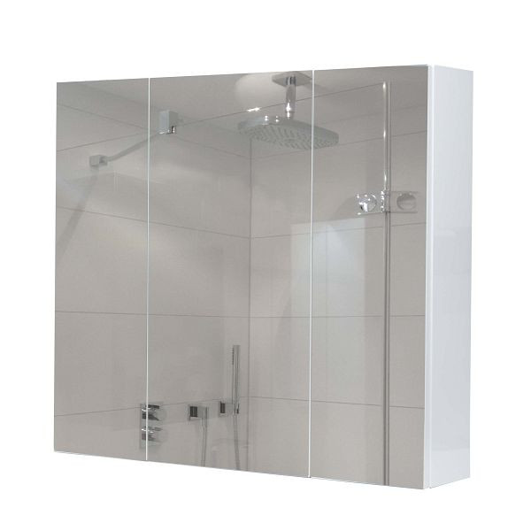 Armoire à miroir Mendler HWC-B19b, armoire murale pour armoire de salle de bain, 6 étagères haute brillance 70x80x16cm, blanc, 97806