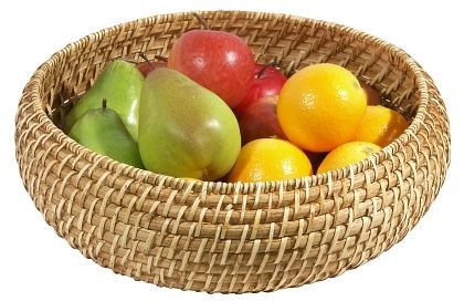 Panier Contacto, rond, bulbeux, 34,5 cm en bambou et rotin, 4861/345