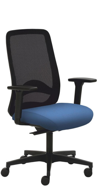 Mayer Sitzmöbel chaise pivotante, piètement en plastique, accoudoirs 3D, dossier en résille, bleu, 2228_AV3D_SYM+_30612