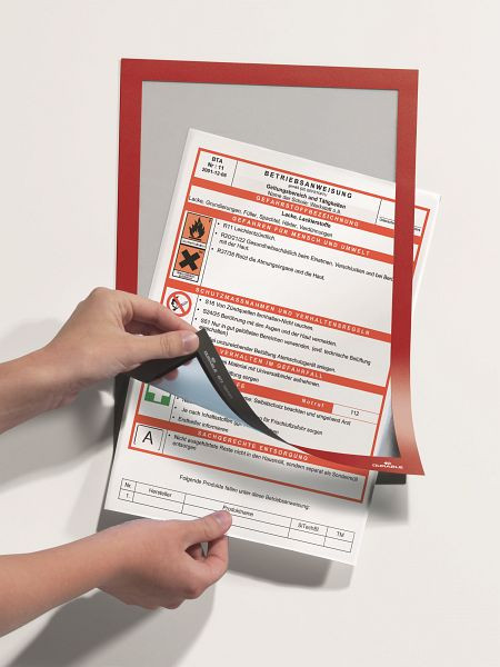 DURABLE DURAFRAME A4 grand emballage, cadre d'information, rouge, paquet de 10, 488203