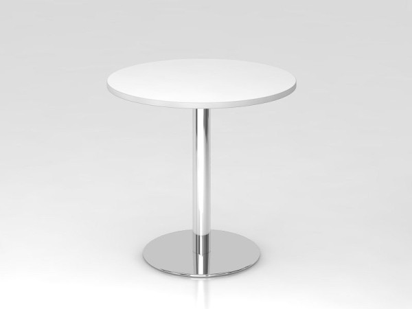 Table de réunion Hammerbacher 80cm ronde blanc/chrome, structure chromée, VSTF08/W/C