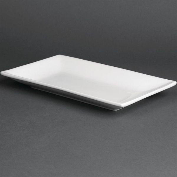OLYMPIA Assiette de service rectangulaire en porcelaine blanche 25 x 15 cm, UV: 4 pièces, CC894
