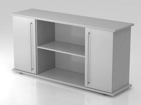 Buffet Hammerbacher 2 portes 166cm poignée de garde-corps gris/gris, 166,1x44,8x84 cm (LxPxH), VSB2T/5/5/RE