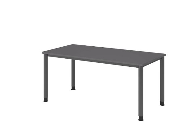 Bureau Hammerbacher 4 pieds rond 160x80cm graphite/graphite, forme rectangulaire, VHS16/G/G