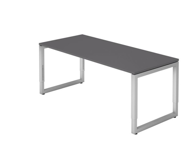 Bureau Hammerbacher O-foot carré 180x80cm graphite, forme rectangulaire avec plateau flottant, VRS19/G/S
