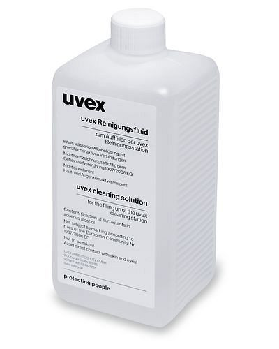 Liquide de nettoyage uvex 9972100, pour station de nettoyage de lunettes 9970002, UE : 500 ml, 210-200