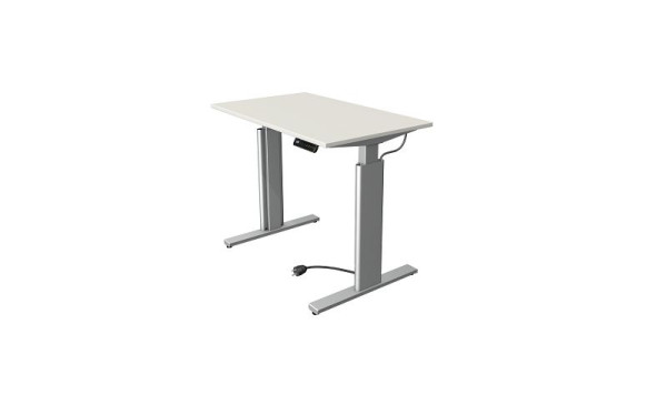 Kerkmann Move 3 table assis/debout argent, L 1000 x P 600 mm, réglable en hauteur électriquement de 720 à 1200 mm, blanc, 10231010