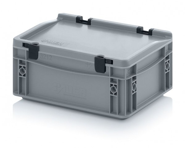 Conteneur Euro Auer avec couvercle à charnière, LxPxH: 30 x 20 x 13,5 cm, poignées: fermées, ED 32/12 HG