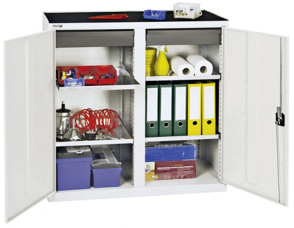 armoire à outils et matériaux contondants série 3000, 7035/7035, 2 tiroirs 100 mm, 4 tablettes, 3002207