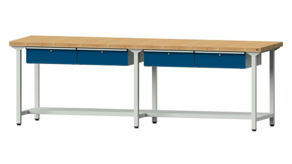 Bancs de travail ANKE table de travail, modèle 195, 2800 x 800 x 900 mm, RAL 7035/5010, BMP 50 mm, 401.483