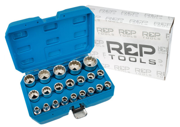 Jeux de clés à douilles 12 pans RepTools, entraînement 8-36 mm 1/2", XXL-117654