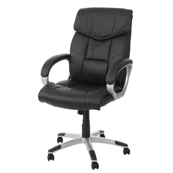 Chaise de bureau Mendler HWC-A71, chaise pivotante de direction, similicuir, noir, 14052