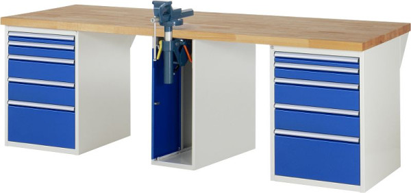 Etabli RAU série 7000 - conception modulaire, 10 x tiroirs, 1 x armoire à étaux, 2500x840x900 mm, 03-7511A0-259B4S.11