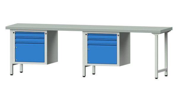 Établis ANKE Établi combiné, modèle 732 E, 2800 x 700 x 850 mm, RAL 7035/5012, ZBP 50 mm, 511.007