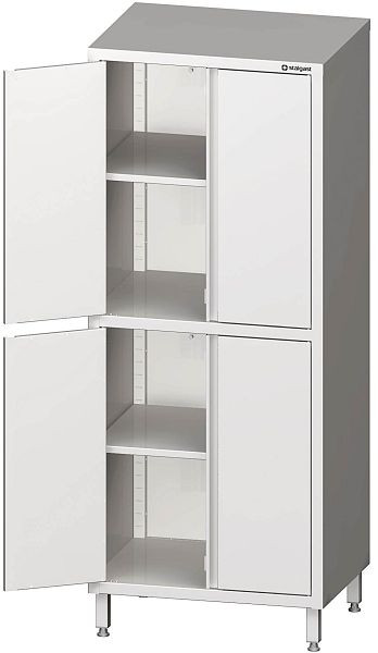 Armoire haute Stalgast avec portes battantes, 800x500x2000 mm, avec deux espaces d'armoire, soudée, VHK08506
