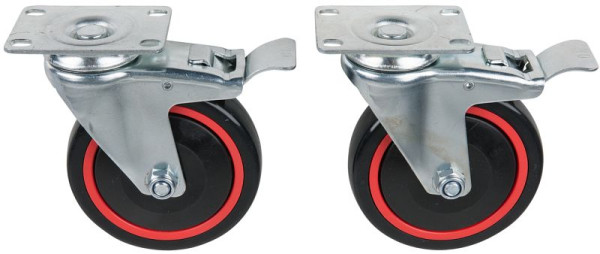 KS Tools RACINGline jeu de roulettes pivotantes, avec frein de rouleau et de rotation, avec vis, 826.9505