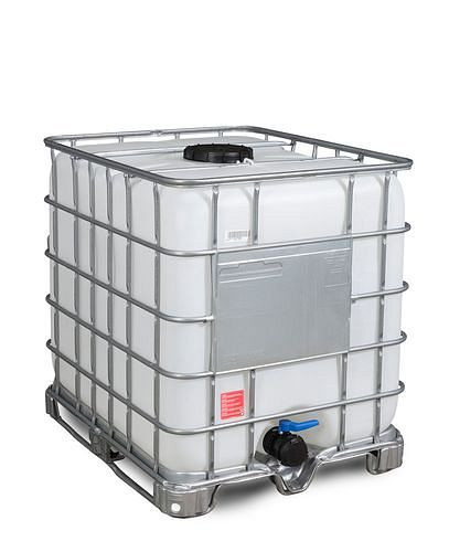 Conteneur DENIOS Recobulk IBC, patins en acier, 1000 l, ouverture NW225, sortie NW80, 266-189