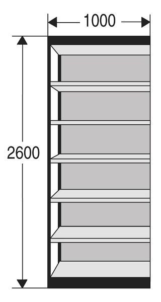 Kerkmann étagère de bureau Progress 2000, L 1000 x P 300 x H 2600 mm, argent/gris clair, 50282414