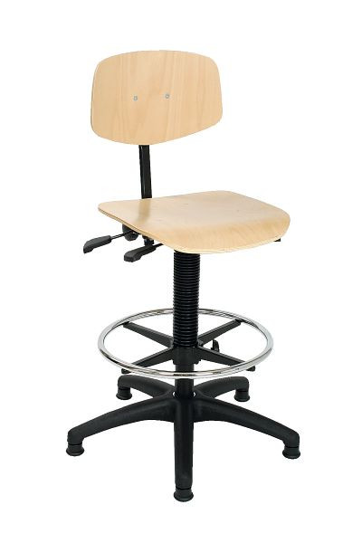 Chaise de travail Lotz "Comfort Series" assise et dossier en hêtre, hauteur d'assise 495-680mm, repose-pieds inclus, 8535.02
