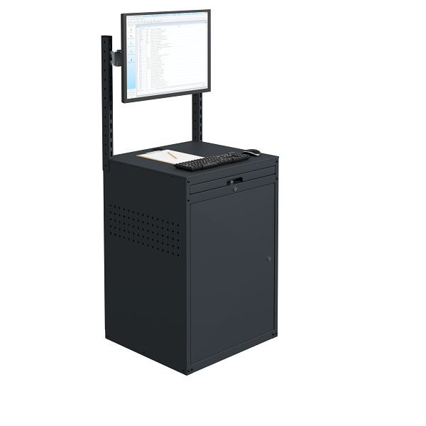 Meuble informatique SOFAME MODULINFO L695 x P 660 x H 1005 mm avec rail et support écran, bleu ciel RAL 5015, W040010031BIGC